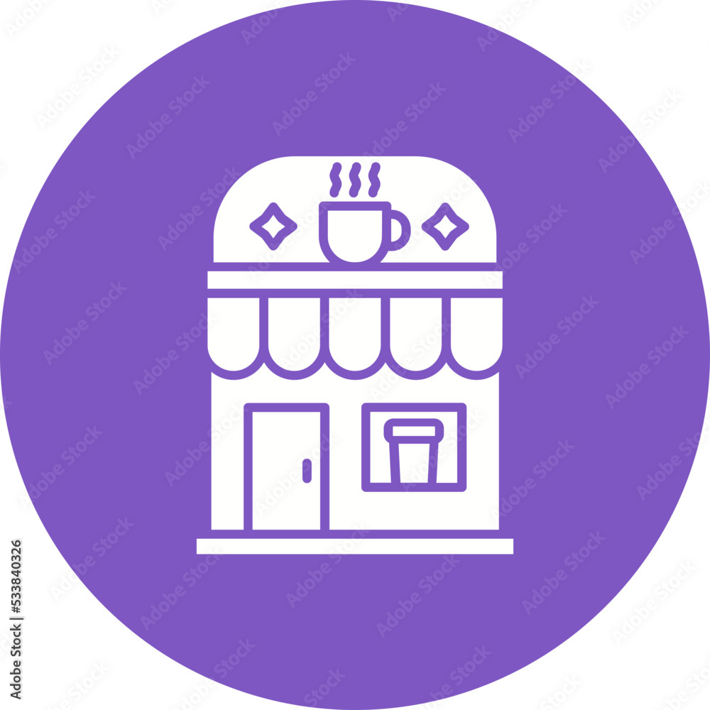 Fototapeta premium Coffee Shop Multicolor Circle Glyph Inverted Icon