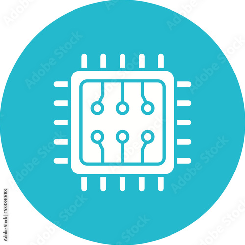 Processor Multicolor Circle Glyph Inverted Icon