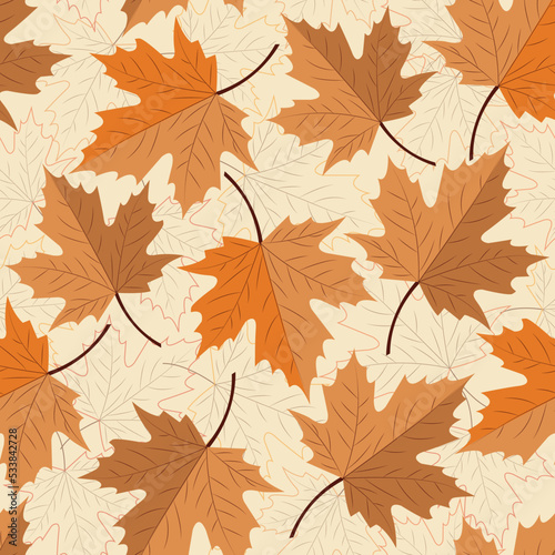 Autumn pattern with autumn leaves, simple and seamless
