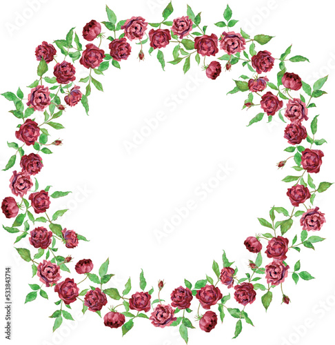 Circle frame of red roses