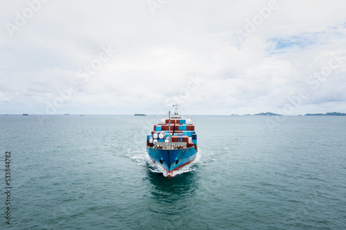 container ship to import export marine goods to dealers and consumers across the pacific and around the world, businesses and industries Ocean freight forwarding