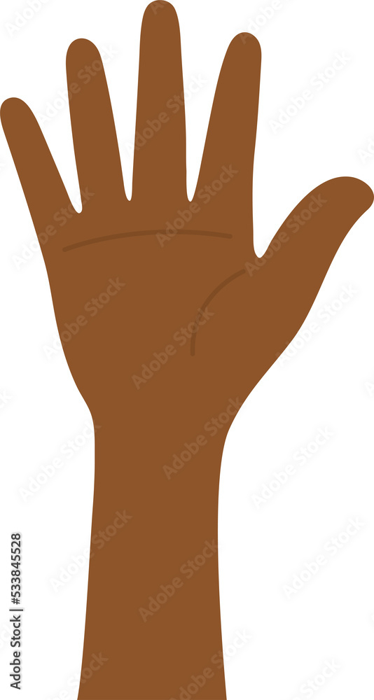 Flat design illustration of hand raised up. Flat design illustration of hand raised up.