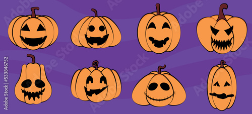 halloween color flat pumpkins pack in vector  © ThemeRage
