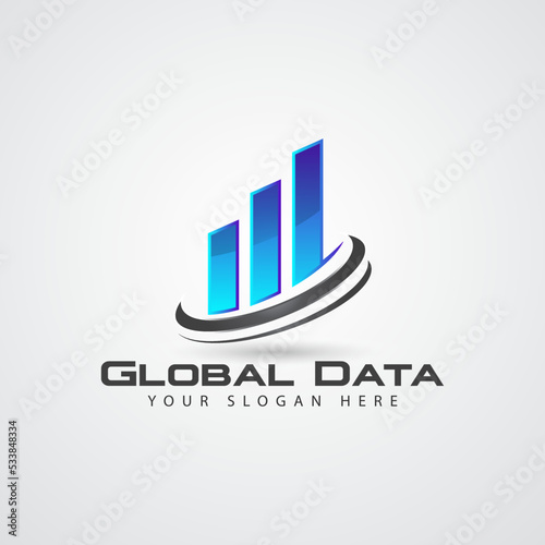 Bar Chart With Up Arrow Concept, Logo Template Graphics, Bar Graph Icon Vector