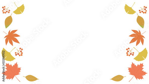 秋イメージの背景素材　秋の植物　横長　16:9