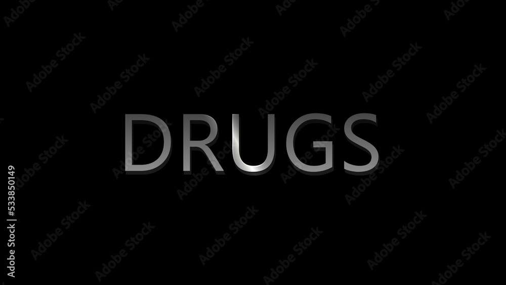 DRUGS word text animation. Digital Words Intro. Explainer video intro image.