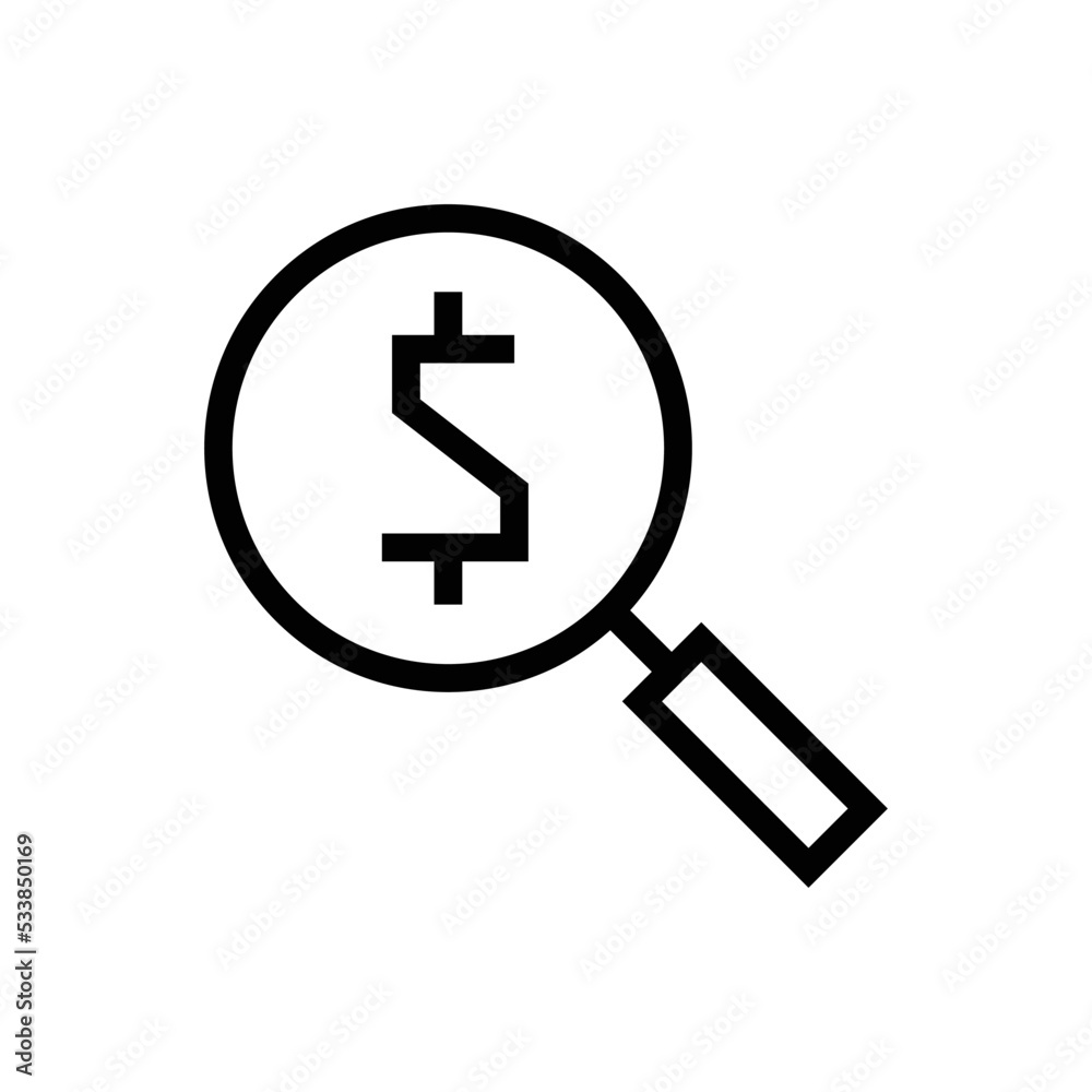 Business money search vector icon symbol design Business money search vector icon symbol design