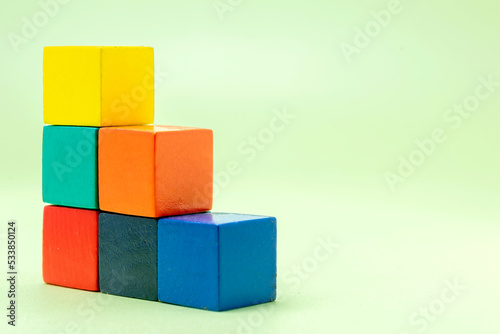 Stairs of colorful wooden block toys