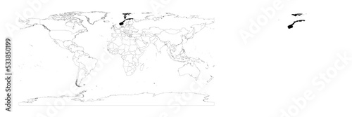 Vector Norway map showing country location on world map and solid map for Norway on white background. File is suitable for digital editing and prints of all sizes.