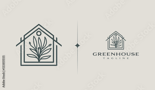 Organic Botanical Minimal Natural Iconic Graphic Decor Linear Simple Floral Logo Design. Universal creative premium symbol. Vector sign icon logo template photo