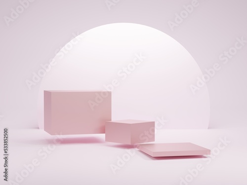 Pink 3D podium  luxury cylinder for show cosmetic product or stage for award geometric platform. 3D rendering
