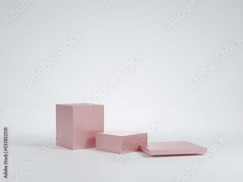 Pink 3D podium  luxury cylinder for show cosmetic product or stage for award geometric platform. 3D rendering