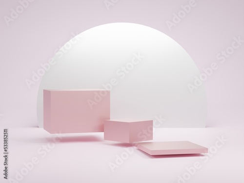 Pink curve 3D podium  luxury cylinder for show cosmetic product or stage for award geometric platform. 3D rendering