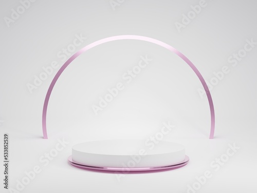 white and pink 3D podium  luxury cylinder for show cosmetic product or stage for award geometric platform. 3D rendering