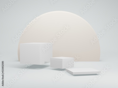 white 3D podium  luxury cylinder for show cosmetic product or stage for award geometric platform. 3D rendering