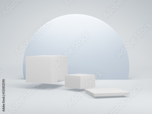 white and sky 3D podium  luxury cylinder for show cosmetic product or stage for award geometric platform. 3D rendering