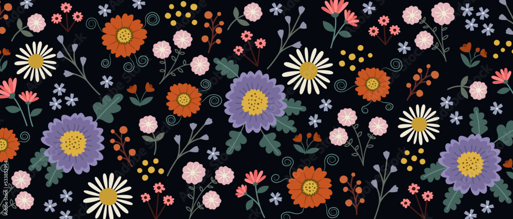 Beautiful bright flowers on dark background Beautiful bright flowers on dark background