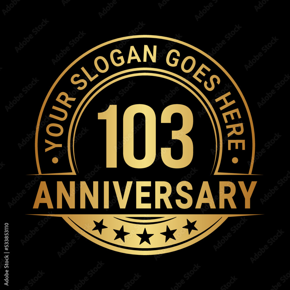Fototapeta premium 103 years anniversary logo design template. Vector illustration 