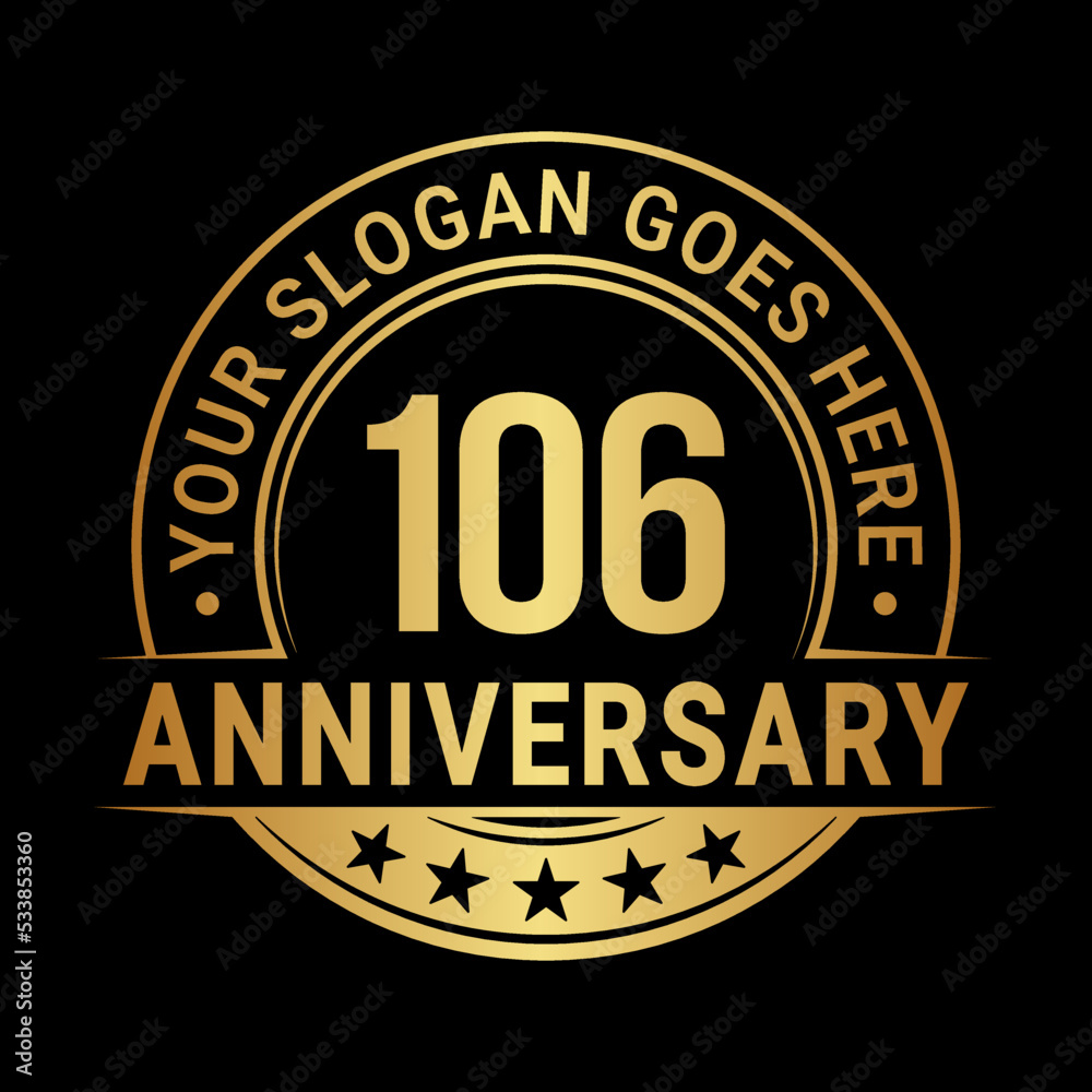106 years anniversary logo design template. Vector illustration	