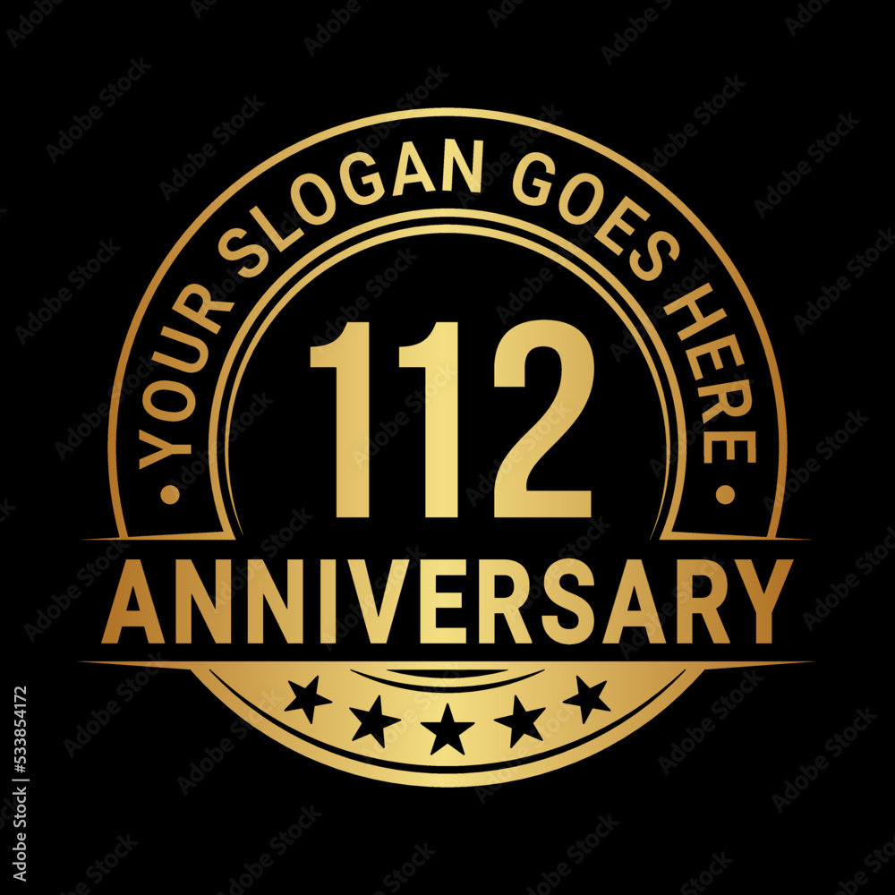 112 years anniversary logo design template. Vector illustration	