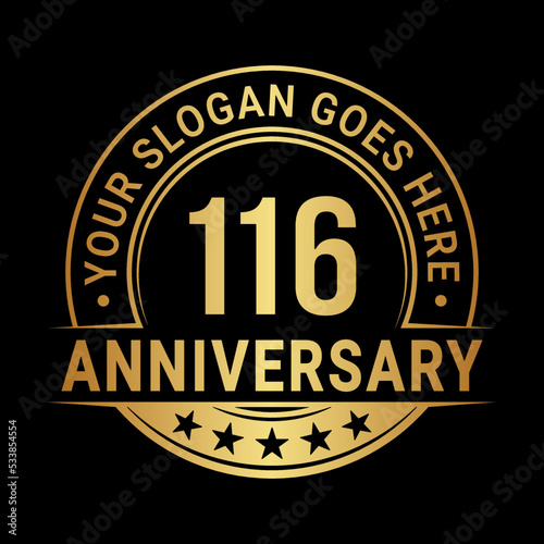 116 years anniversary logo design template. Vector illustration 