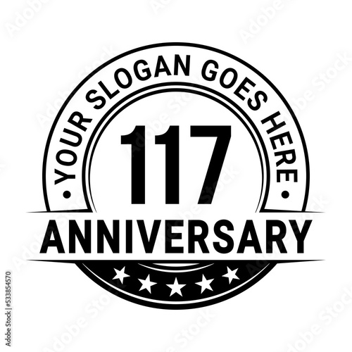 117 years anniversary logo design template. Vector illustration 