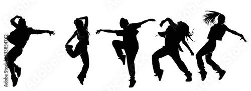 Set of silhouette of a woman dancing. Silhouettes of sexy beautiful women dancing