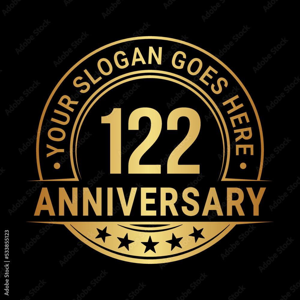 122 years anniversary logo design template. Vector illustration	
