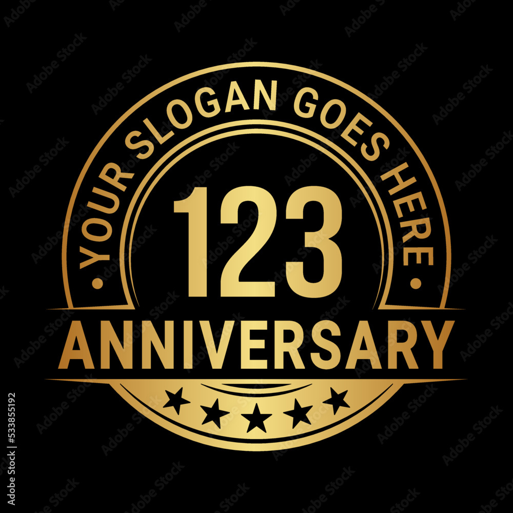 123 years anniversary logo design template. Vector illustration	