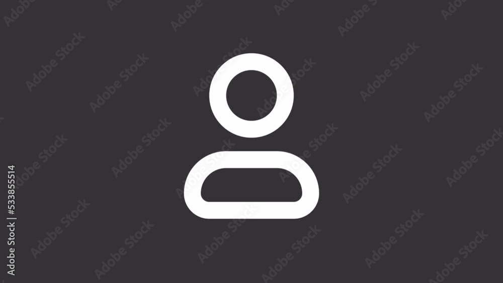 Animated contact white line ui icon. User profile page. Seamless loop 4k video with alpha channel on transparent background. Isolated user interface symbol motion graphic design for night mode Animated contact white line ui icon. User profile page. Seamless loop 4k video with alpha channel on transparent background. Isolated user interface symbol motion graphic design for night mode
