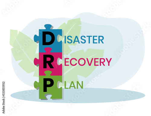DRP - Disaster Recovery Plan business concept background. vector illustration concept with keywords and icons. lettering illustration with icons for web banner, flyer, landing page