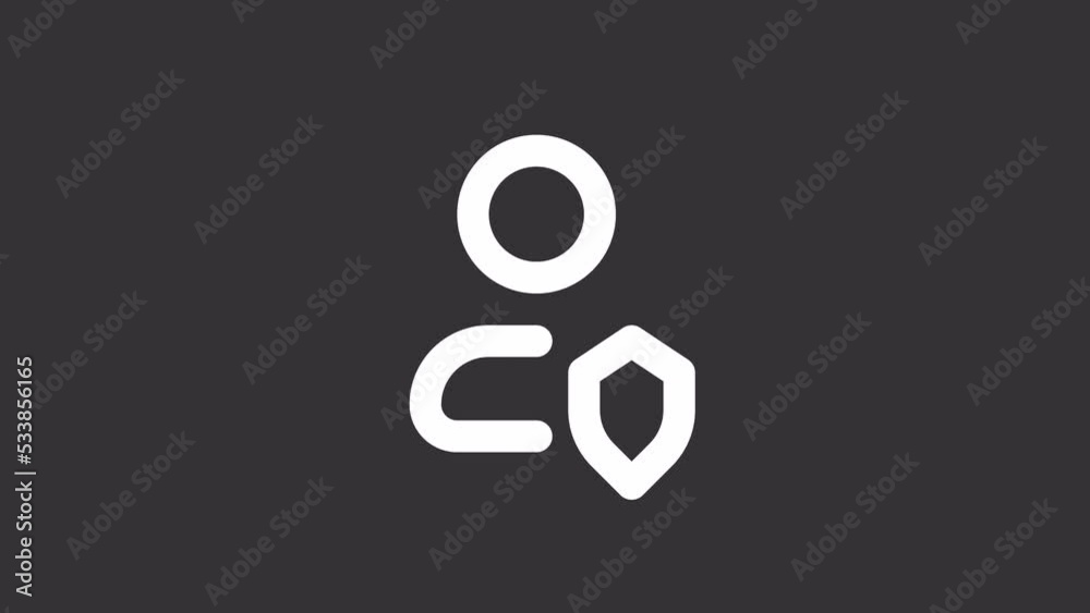Animated private white line ui icon. Contact under protection. Seamless loop 4k video with alpha channel on transparent background. Isolated user interface symbol motion graphic design for night mode