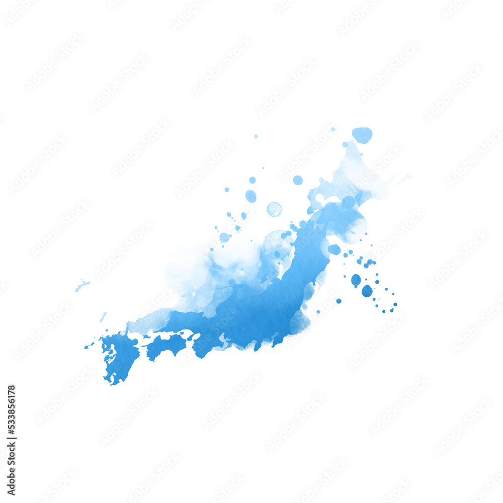 Obraz premium Country map watercolor sublimation background on white background. Japan