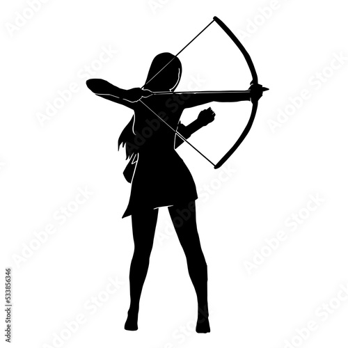 Vászonkép Archer Silhouette, Female Warrior Character Design