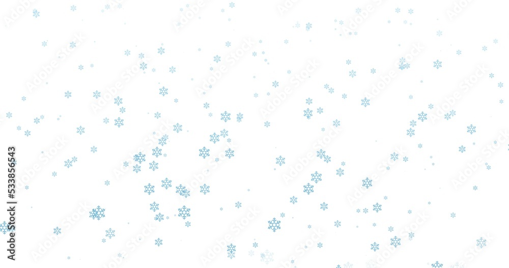 青色の雪の結晶の背景素材(白背景)	