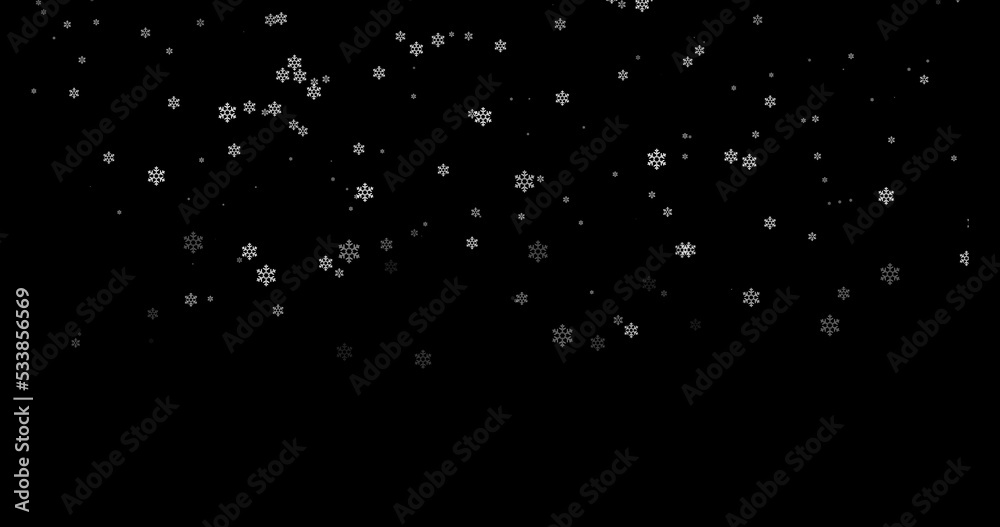 小さい白い雪の結晶の背景素材(黒背景)	