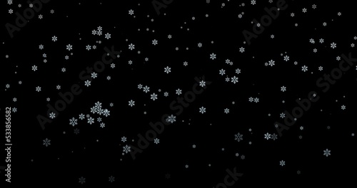 青色の雪の結晶の背景素材(黒背景)  © anmitsu