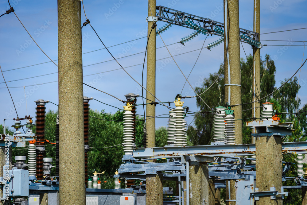 High voltage power transformer substation.High voltage electric power ...