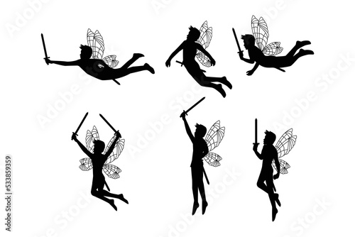 cute fairy boy silhouette illustration