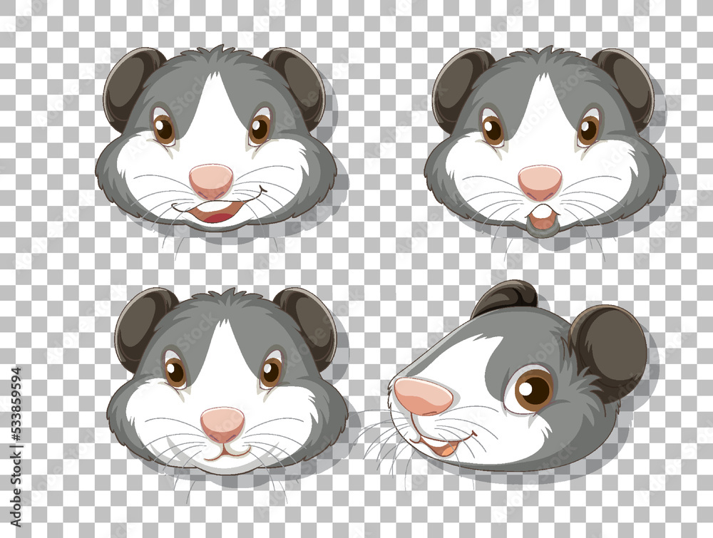 Set of cute hamster heads