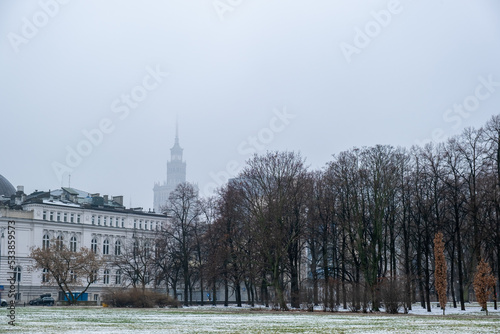 Pilsudski square. Warsaw. Winter time