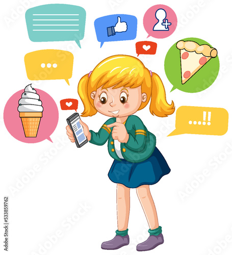 A girl using smartphone for online learning
