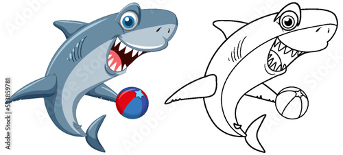Doodle animal character for shark
