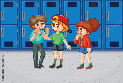 Bullying kids school scene