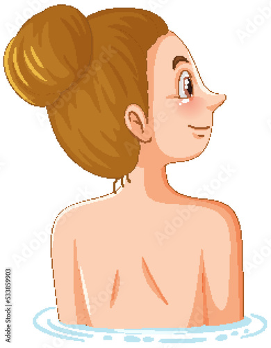 Back of woman with bun hair