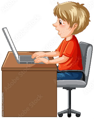 A man using laptop cartoon