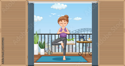 Woman practicing yoga exercise and meditation