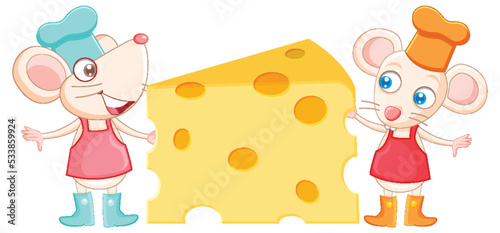 Two rats cartoon character with big cheese