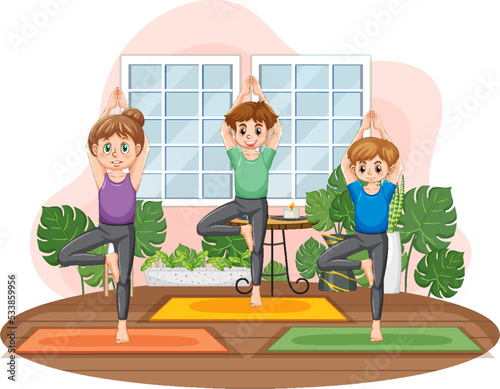 Group of people practicing yoga