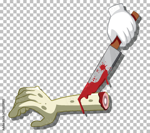 Zombie hand in cartoon style